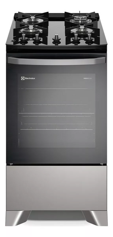 Fogão 4 bocas Electrolux Prata Efficient com Mesa de Vidro, Tripla Chama e VaporBake (FE4GS) - Bivolt